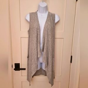 Cupio Sleeveless Lightweight Cardigan Open Front Waterfall Flowing Pockets Large